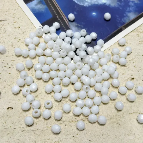White Large Hole Faceted Acrylic Plastic Loose Beads For DIY Jewelry Making Phone Chain Craft Accessories