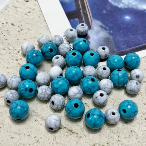 Cuentas Sueltas de Resina Plástica Patrón Agrietado Cuentas Redondas Para Pulsera Collar Hecho a Mano DIY Fabricación de Joyas