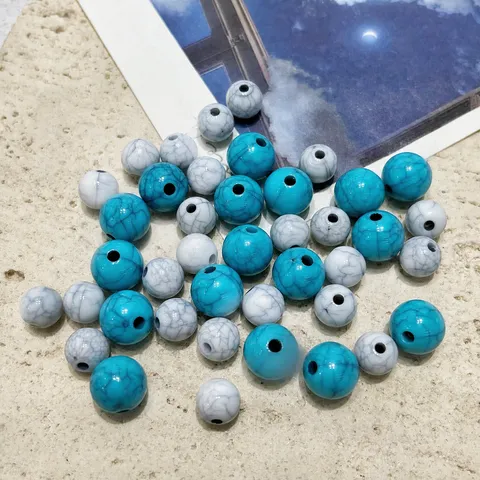 Cuentas Sueltas de Resina Plástica Patrón Agrietado Cuentas Redondas Para Pulsera Collar Hecho a Mano DIY Fabricación de Joyas