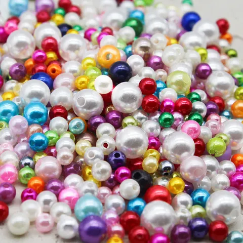 Cuentas Sueltas de Perlas de Imitación ABS Cuentas Redondas Coloridas de Agujero Recto Accesorios de Joyería DIY