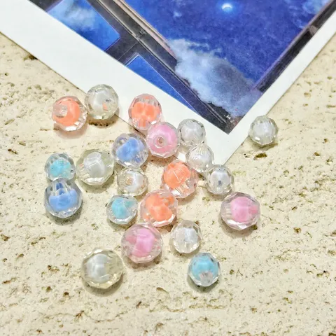 Cuentas de Acrílico DIY para Niños Cuentas de Color Interior Transparente para Manualidades Cadena de Teléfono Accesorios de Fabricación de Joyas