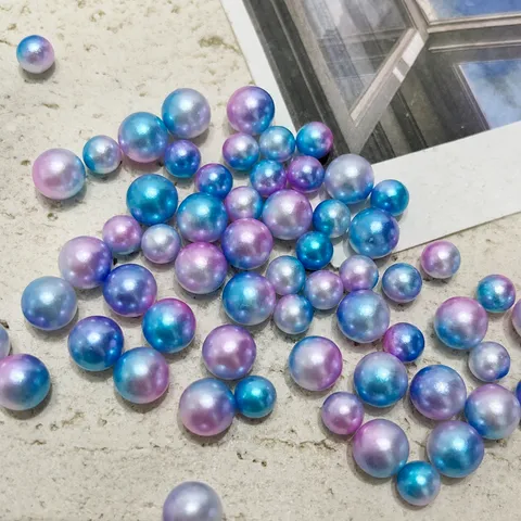 Cuentas de Perla Artificial Acrílica Cuentas Bicolores Degradadas Sin Agujero Para Fabricación de Joyía DIY