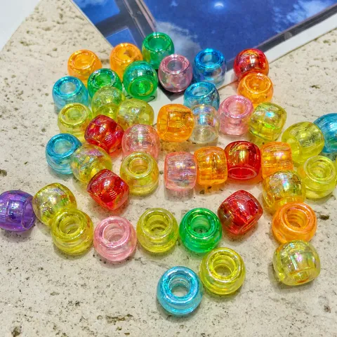 Cuentas de Barril de Acrílico Transparente de Color Mezclado Cuentas Sueltas de Agujero Grande Para DIY Fabricación de Joyas