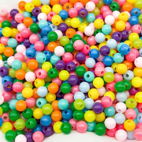 Kleurrijke Kunststof Massieve Ronde Perlen DIY Ambacht Snoepgekleurde Losse Kralen Voor Kinderen Sieraden Maken Assortiment