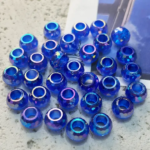 Cuentas Sueltas de Ábaco Facetadas Acrílicas Cuentas Espaciadoras de Agujero Grande Coloridas Para Pulsera Collar Accesorio De Pelo DIY