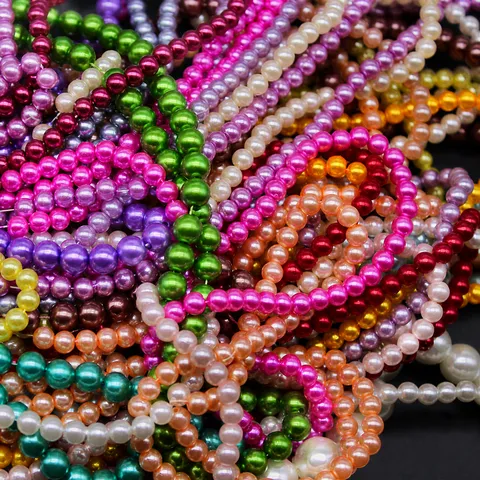 Cuentas Sueltas Redondas de Perla de Imitación ABS Coloridas Perforadas Cuentas de Manualidades DIY para Pulseras Collares Fabricación de Joyas