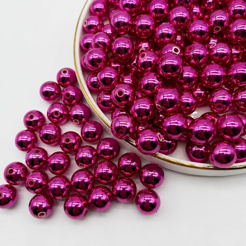 Cuentas Redondas Galvanizadas de Resina Plástica Cuentas Espaciadoras Sueltas Recubiertas de UV Para Fabricación de Joyas