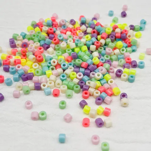 Cuentas de Pony de Barril Acrílico Colorido A Granel 3x5mm Pequeñas Cuentas Espaciadoras de Agujero Directo Para Fabricación de Joyas DIY Juguetes Niños Manualidades