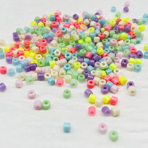 Cuentas de Pony de Barril Acrílico Colorido A Granel 3x5mm Pequeñas Cuentas Espaciadoras de Agujero Directo Para Fabricación de Joyas DIY Juguetes Niños Manualidades
