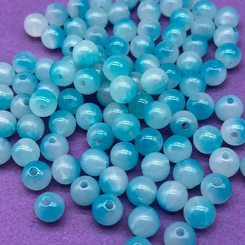Cuentas Sueltas Redondas de Gelatina Pintadas a Spray Bicolores Acrílicas para Fabricación de Joyas DIY Accesorios de Manualidades