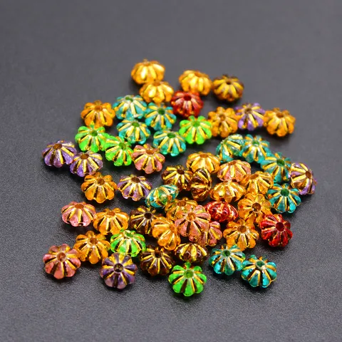 Cuentas Sueltas de Flores Galvanizadas de Plástico Cuentas de Rueda Línea Dorada y Plateada Cuentas Coloridas para Accesorios de Zapatos Manualidades DIY