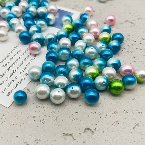 Abalorios Sueltos Redondos de Perla Artificial Pintados con Aerosol Degradado para Collar Pulsera DIY Fabricación de Joyas