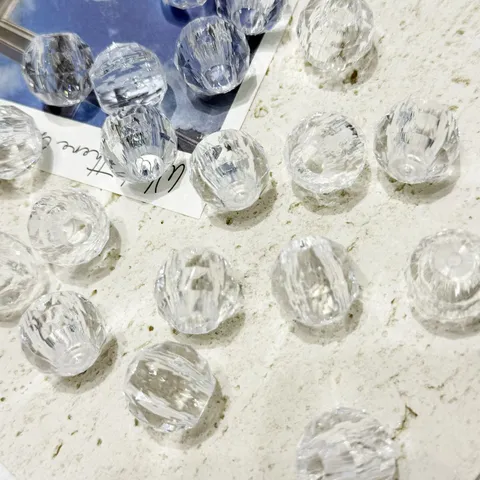 Cuentas Sueltas Acrílicas Facetadas Transparentes Abalorios de Bola de Cristal para Fabricación de Joyas Pulseras DIY y Accesorios