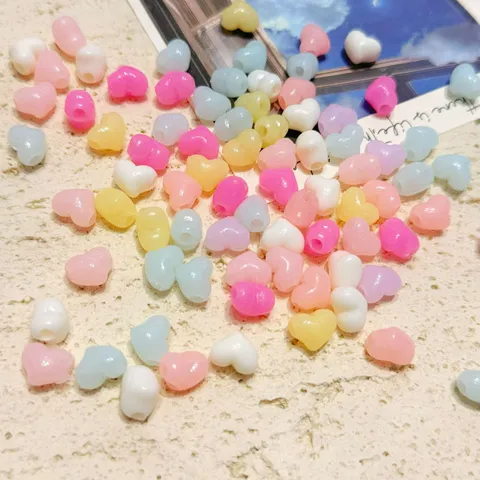 Abalorios Acrílicos de Corazón Color Gelatina Abalorios Sueltos Para DIY Pulsera Collar Joyería Accesorios