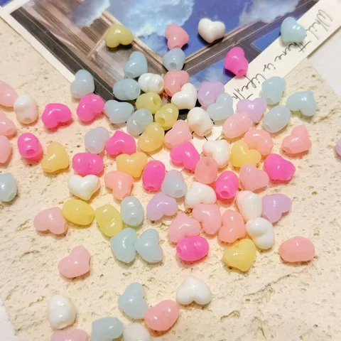 Abalorios Acrílicos de Corazón Color Gelatina Abalorios Sueltos Para DIY Pulsera Collar Joyería Accesorios