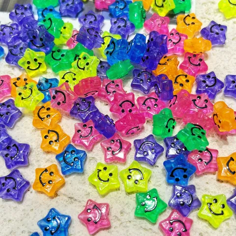 Perline Sciolte in Acrilico Faccia Sorridente Stella a Cinque Punte Colore Misto Accessori Artigianali per Catena di Telefono Gioielli Fai da Te