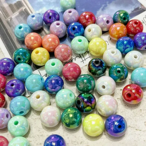 Cuentas Redondas de Acrílico Coloridas Cuentas Sueltas de Color Mixto Brillante a Granel para Manualidades de Joyería DIY