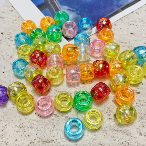 Cuentas de Barril de Acrílico Transparente de Color Mezclado Cuentas Sueltas de Agujero Grande Para DIY Fabricación de Joyas