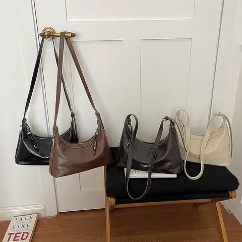 Bolso de Axila Simple y Elegante de Estilo Coreano Para Mujer Bolso de Hombro de Moda Color Sólido Bolso de Bandolera de Oficina