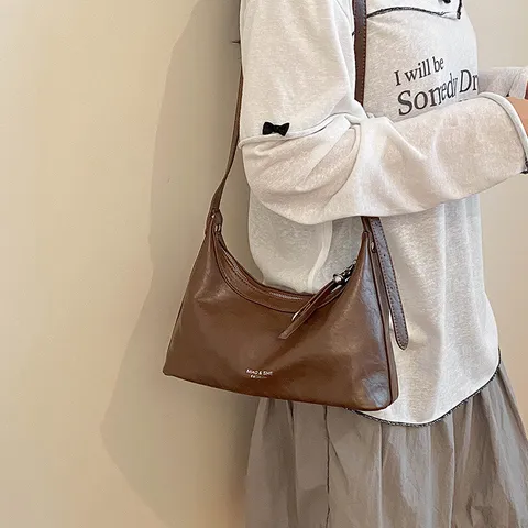 Bolso de Axila Simple y Elegante de Estilo Coreano Para Mujer Bolso de Hombro de Moda Color Sólido Bolso de Bandolera de Oficina
