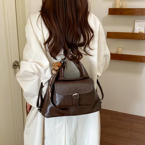 Damen Retro Pendeln Tote Tasche Große Kapazität PU Kunstleder Multifunktionale Schulter Umhängetasche Lässig Mode Rucksack Für Täglichen Gebrauch