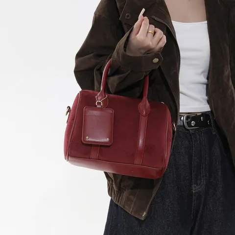Retro Matte Wildleder Damen Boston Handtasche Stilvolle Schulter Umhängetasche Große Kapazität Kissen Form Handtasche Für Den Alltag