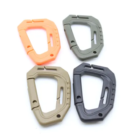 Outdoor Tactical Plastic D-Ring Carabiner Lightweight Plastic Snap Hook Backpack Hanging Buckle Camping Hiking Gear
