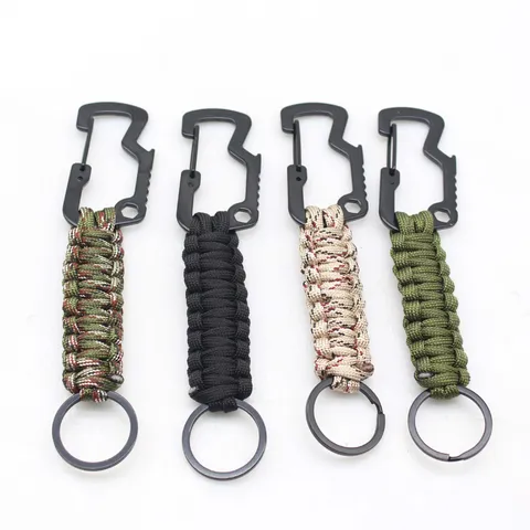 Hai Karabiner Fallschirmschnur Geflochtener Schlüsselanhänger Outdoor Taktisches Überlebensseil Schlüsselring