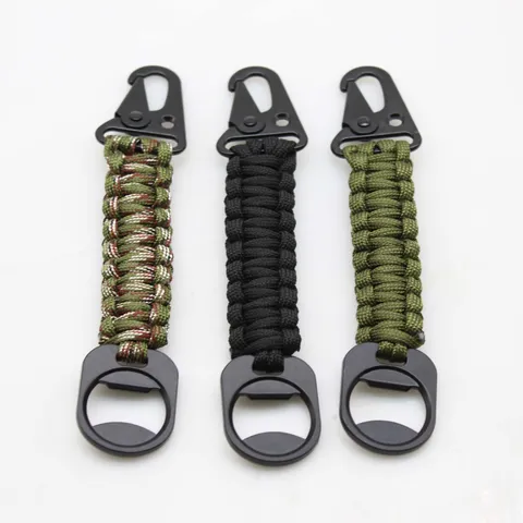 Tactical Parachute Cord Keychain With Eagle Beak Hook And Bottle Opener Braided Nylon Outdoor Mountaineering Backpack Pendant