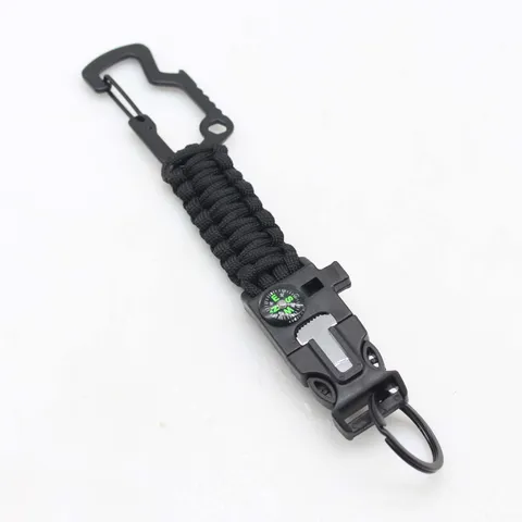 Multifuncional Supervivencia Al Aire Libre Paracord Llavero Tejido Siete Núcleos Paracord Cordón Cuerda de Supervivencia Brújula Silbato
