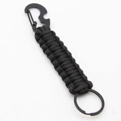 Handmade Paracord Keychain Metal Beetle Buckle Bottle Opener Outdoor Backpack Pendant Woven Seven Core Rope Key Ring