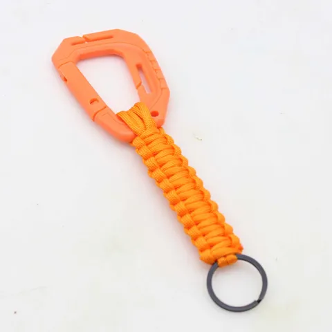 Outdoor Parachute Cord Woven Carabiner Keychain Multifunctional Backpack Pendant Tactical Survival Rope Clip