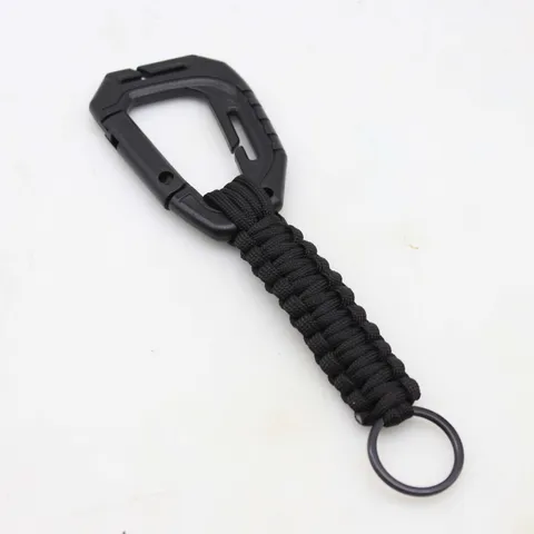 Outdoor Parachute Cord Woven Carabiner Keychain Multifunctional Backpack Pendant Tactical Survival Rope Clip
