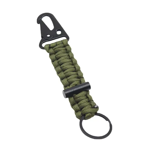Multifunctional Paracord Keychain Climbing Buckle Survival Emergency Key Ring With Flint Magnesium Rod Outdoor EDC Gear