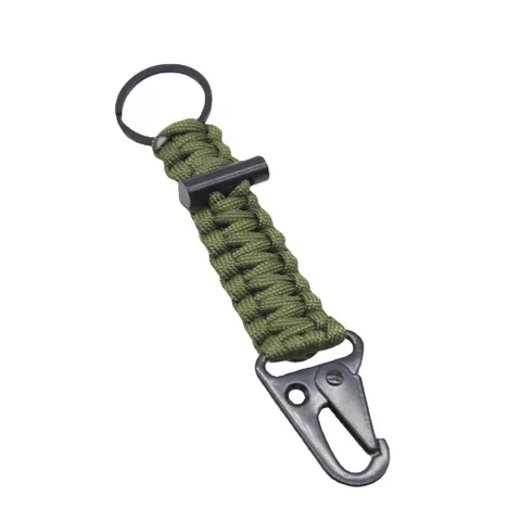 Multifunctional Paracord Keychain Climbing Buckle Survival Emergency Key Ring With Flint Magnesium Rod Outdoor EDC Gear