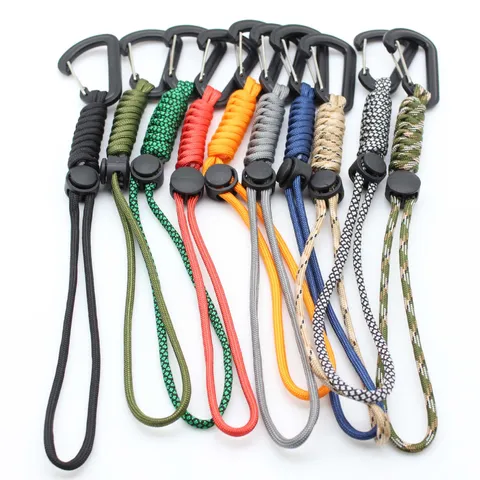 Outdoor Tactical Paracord Keychain Carabiner Survival Camping Emergency Nylon Rope Keyring Backpack Hanging Hook Clip