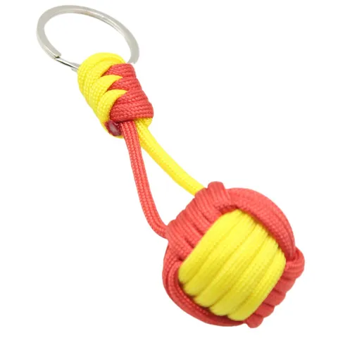 Handmade Polyester Paracord Keychain Woven Monkey Fist Ball Key Ring Outdoor EDC Survival Cord Backpack Pendant