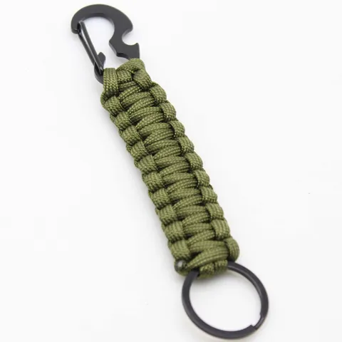 Handmade Paracord Keychain Metal Beetle Buckle Bottle Opener Outdoor Backpack Pendant Woven Seven Core Rope Key Ring
