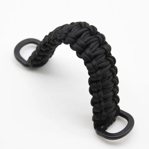 Polyester Paracord Braided Handbag Handle Replacement Strap Outdoor Luggage Backpack Carry Belt With Metal D Rings