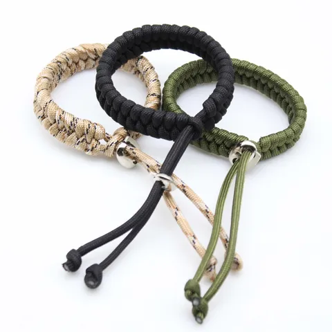Handmade Woven Parachute Cord Bracelet Adjustable Polyester Rope Wristband Outdoor Sports Jewelry For Men Women