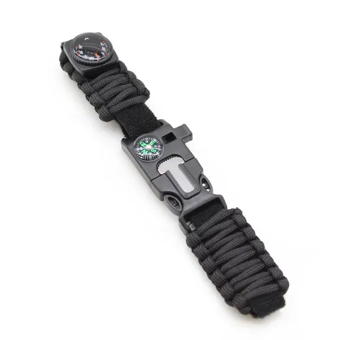Hand Woven Outdoor Multifunctional Paracord Survival Bracelet With Compass Survival Gear For Hiking Camping Unisex