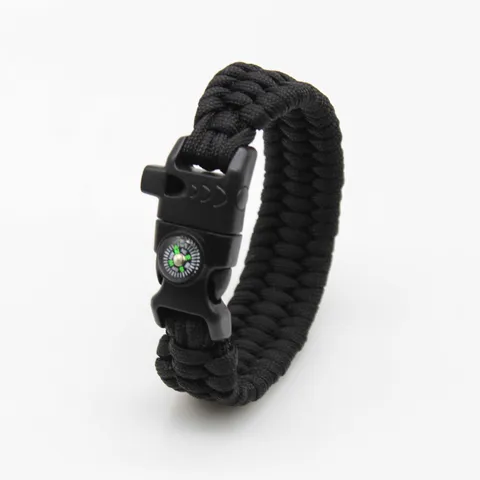 Multifunctional Paracord Survival Bracelet Outdoor Tactical Wristband With Compass Whistle Polyester Survival Gear