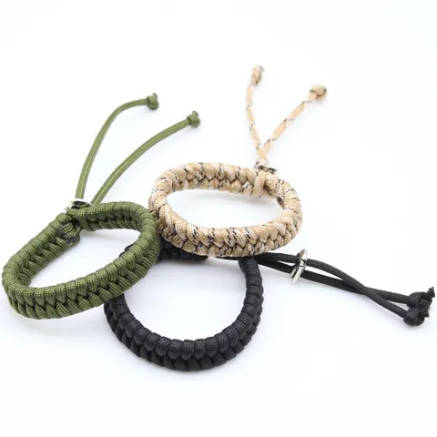 Handmade Woven Parachute Cord Bracelet Adjustable Polyester Rope Wristband Outdoor Sports Jewelry For Men Women
