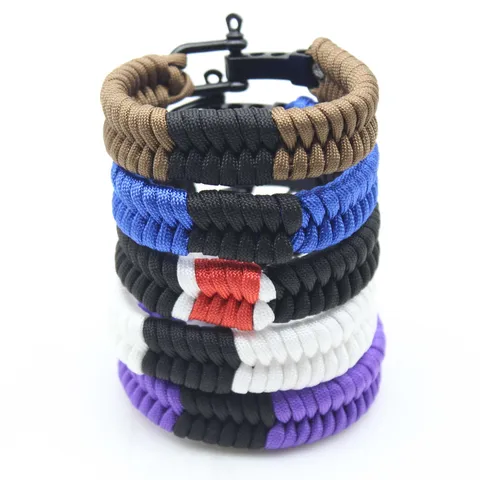 Outdoor Survival Parachute Cord Bracelet Handwoven Seven Core Parachute Cord Wristband With Alloy Buckle Unisex Jewelry