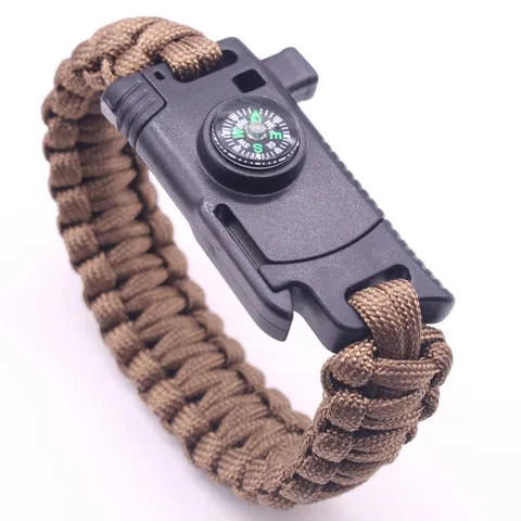 Multifunctional Survival Paracord Bracelet Outdoor Camping Emergency Hand-Woven Rope Bracelet With Compass Whistle