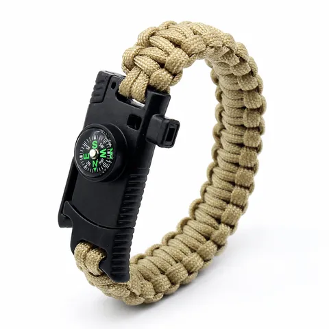 Multifunctional Survival Paracord Bracelet Outdoor Camping Emergency Hand-Woven Rope Bracelet With Compass Whistle