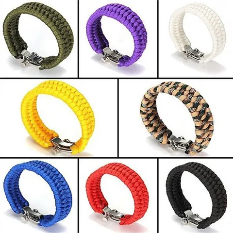 Handmade Paracord Survival Bracelet Outdoor Camping U Buckle Adjustable Braided Rope Wristband Polyester Sports Jewelry
