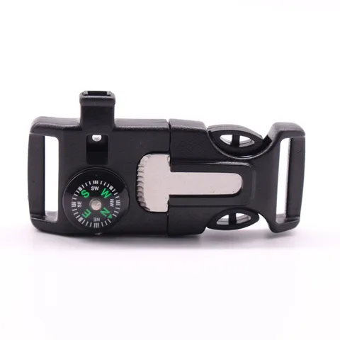 Multifunctional Outdoor Survival Plastic Buckle With Compass Whistle Flint Minimalist Bag Accessories For Camping Hiking