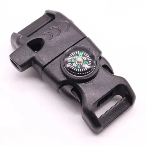 Outdoor Survival Paracord Bracelet Plastic Buckle with Mini Compass and Emergency Whistle Camping Gear Accessory