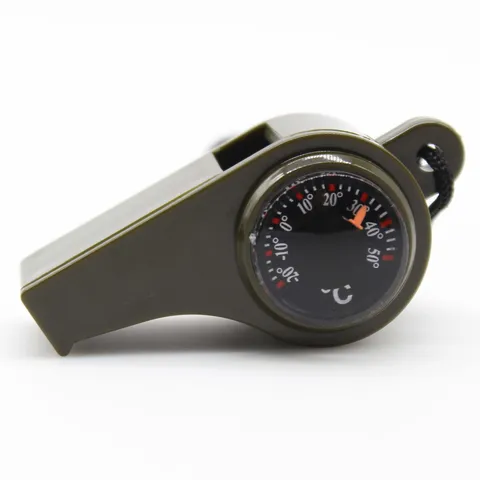 Sifflet de Survie d'Extérieur Multifonctionnel Boussole Thermomètre d'Urgence Équipement Camping Randonnée Avec Cordon